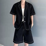Washed Denim Relaxed-Fit  Two-piece Set