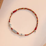 Buddha Stones 925 Sterling Silver Luck Koi Fish Braided Colorful String Bracelet Anklet