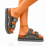Magnolia Rhinestone Cork Sandals