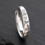 Buddha Stones 990 Sterling Silver Six True Words Om Mani Padme Hum Love Peace Ring (Extra 35% Off | USE CODE: FS35)