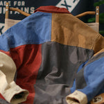 Lapel Colorblock Zip-Up Worker Jacket