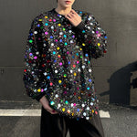 Crew Neck Colorful Sequined Sweatshirt