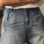 Vintage Patchwork Straight-leg Denim Shorts