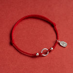 Buddha Stones 925 Sterling Silver Lucky Fortune Peace Joy Lotus Peace Buckle Red String Bracelet