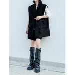Women's Large Pocket Dropped Shoulder Sleeveless Blazer Vest