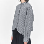 Curved Hem Checkered Textured Shirt