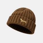 Dachshund Embroidered Pattern Thick And Warm Knitted Hat