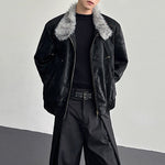 Python-textured Cotton Leather Jacket