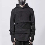 Dark Loose Hooded Pullover Sweatshirt