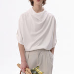 Stacked Collar Loose Solid Color T-shirt