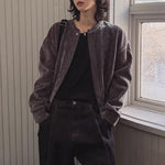 Loose-fitting Casual Crew Neck Jacket