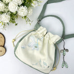 Buddha Stones Embroidered Butterfly Lotus Magnolia Cotton Linen Tote Crossbody Bag Shoulder Bag Handbag