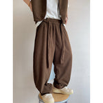 Retro Corduroy Ribbon Curved Pants