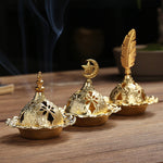 Buddha Stones Gold Gourd Star Feather Spiritual Meditation Mini Alloy Metal Incense Burner