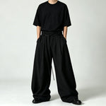 Japanese High-waist Drawstring Straps Wide-leg Casual Pants