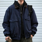Retro Patchwork Loose-fitting Thick Collared Jacket