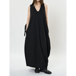Women's Deep V Neck Asymmetric Curved Balloon Dress