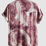 Men's Retro Abstract Print Casual Button Short Sleeve Shirt