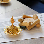 Buddha Stones Gold Alloy Healing Mini Incense Burner With Wooden Coaster Home Decor