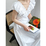 French Waist Halter V-neck Pleated Dress