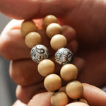 Buddha Stones Tibet Peach Wood Lotus Cinnabar Bagua Yin Yang Luck Wealth Bracelet