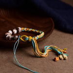 Buddha Stones Handmade Multicolored Rope Liuli Glass Bead Fortune Braided Bracelet