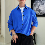 Solid Color Seersucker Loose Casual Shirt