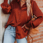 Zeagoo Satin Button Down Blouse Zebra Print Lantern Casual Long Sleeve Collared Shirts Tops