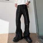 High Waist Zipper Trim Flared Jeans