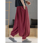 Loose Draped Ankle Tied Casual Harem Pants