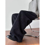 Embroidered Striped Wool Wide-leg Pants