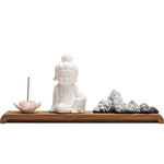 Buddha Stones Lotus Flower Tathagata Kwan Yin Avalokitesvara Ksitigarbha Meditation Ceramic Stick Incense Burner Decoration
