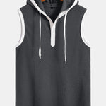 Contrast Waffle Half Open Hooded Vest