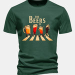 Regular Fit Beer Print Cotton T-Shirt