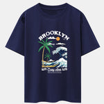 Beach Waves Print Drop Shoulder Oversize T-Shirt