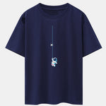 Astronaut On A Rope Print Drop Shoulder Oversize T-Shirt