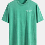 USA Old Row Beer Print Washed Distressed Drop Shoulder T-Shirt