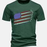 Regular Fit Fighter Jets American Flag Print Cotton T-Shirt