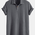 Short Sleeve Jacquard Polo & Straight Leg Ribbed Pants
