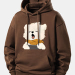 Yawning Puppy Print Relax Fit Hoodie