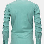 Long Sleeve Stripe Button Up Shirt & Elastic Waist Straight Leg Trousers