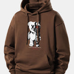 Robot Bear Print Relax Fit Hoodie