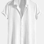 Muscle Fit Ribbed Button Up Shirt & Elastic Waist Straight Leg Trousers