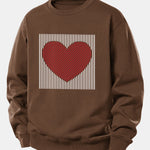 Striped Heart Print Relax Fit Sweatshirt
