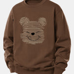 Polka Dot Bear Print Relax Fit Sweatshirt