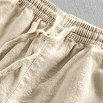 Short Sleeve V Neck Linen Rayon Blend Shirt & Linen Cotton Blend Drawstring Shorts