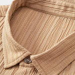 Crinkled Textured Button Up Shirt & Crinkle Textured Straight Leg Pants