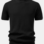 Ribbed Crew Neck Sweater Knitted T-Shirt