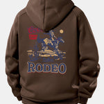 Western Cowboy Print Drawstring Hoodie