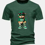 Regular Fit Trendy Bear Print Cotton T-Shirt